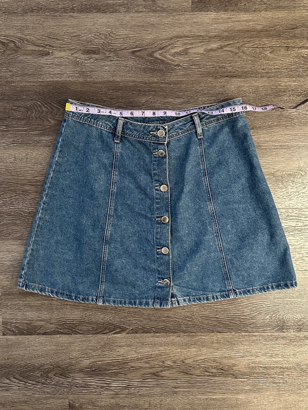 H&M Divided Button Front A-Line Denim Mini Skirt Size 10